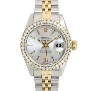 ROLEX DATEJUST SILVER INDEX DIAL 18KY STEEL JUBILEE WATCH 26MM 69173 BOX & PAPER